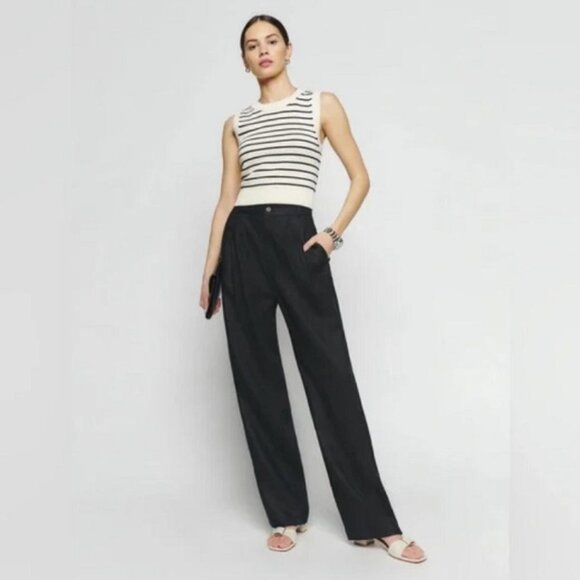 Reformation Mason Linen Pant in Black size 4 US